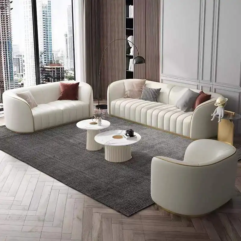 High End moderne italienische Wohn möbel Sofa garnitur Weiche runde Couch Einfaches Sofa Minimalist isch Speziell geformtes weißes Wohnzimmer Sofa