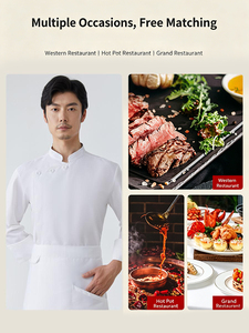Conjunto de Uniforme de Chef Profesional Unisex con Botones Laterales de Tela Texturizada y Dobladillo con Puños para Servicios de Catering y Bistro - Product Image 5