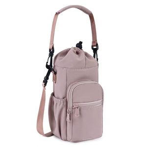 Sac à bandoulière réglable en nylon isolé personnalisé avec cordon de serrage pour bouteille d'eau - Product Image 1