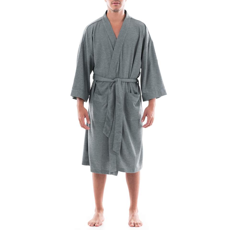 Bata tipo kimono tipo gofre para hombre, tejido de algodón y poliéster, hotel lujoso, superventas, venta al por mayor de fábrica de verano