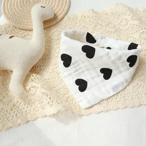 Produsen Grosir Sublimasi Muslin Bib Bayi Lembut Empat Lapisan Benang Katun Bib Bayi