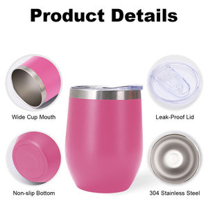 Mug à café isotherme en acier inoxydable de 12 oz en forme d'œuf avec logo personnalisé, gobelet à vin sous vide avec couvercle de voyage pour boire en déplacement - Product Image 4