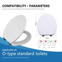 Siège de toilette de style européen Siège de toilette en bois moulé Couvre-siège de toilette en Mdf à fermeture douce et à usage intensif avec charnières chromées