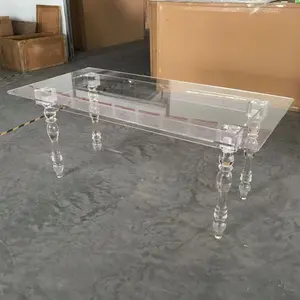 아크릴 투명 투명 직사각형 테이블 웨딩 이벤트 럭셔리 장식 테이블