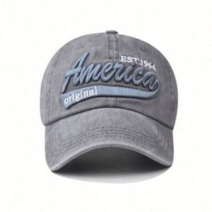 Gorra de béisbol deportiva vintage de algodón lavado con visera y logo 3D bordado de América de 6 paneles para mujer, al por mayor - Product Image 5