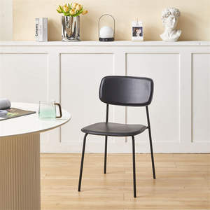 Meubles modernes à bas prix chaises en tissu empilables resaturant pied en métal cuir dur salle à manger Charis - Product Image 5