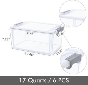 17 QT <b>Clear</b> <b>Plastic</b> Storage Bins with Lids Large Stackable Storage <b>Containers</b> Storage Box Organizer for Closet Snacks Toy - Product Image 2