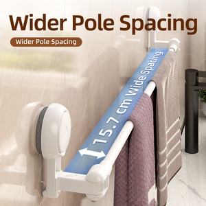 <span class=keywords><strong>Toallero</strong></span> Telescópico Moderno Color Blanco Lechoso, Soporte de Succión al Vacío Multiángulo para Baño - Product Image 2