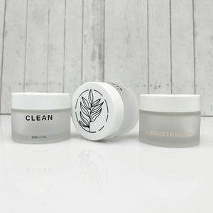 Low MOQ <strong>Simple</strong> Design Glass Jar Silk Printing logo Transparent Matte Frosted Empty Cylinder 50g 100g 150g 200g Cosmetic - Product Image 1