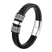 Bracelet en cuir véritable avec fermoir magnétique en acier inoxydable, design simple, nouveau, vente en gros, personnalisable