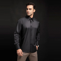 Chemise haut de gamme pour homme à col montant, couleur unie, avec boutons en cristal, nouveau style printemps-automne, taille européenne, pour le commerce extérieur transfrontalier