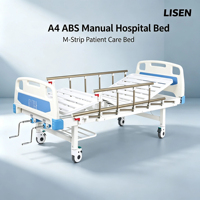 Lit d'hôpital manuel ergonomique Lisen ABS-A4 avec cadre métallique, dossier et repose-genoux réglables en hauteur - Utilisation à domicile et en milieu hospitalier
