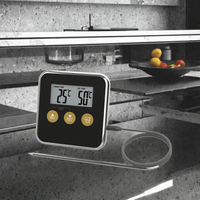 Termometer BBQ Digital Logam KT THERMO Terlaris, Layar LCD, Timer, Bertenaga Baterai, Alat Dapur, Termometer Daging Oven