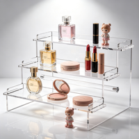 Présentoirs en acrylique transparent sur mesure à 4 niveaux, détachables, pour cosmétiques, figurines, cupcakes, parfums