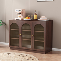Armoire de rangement d'angle latérale en bois massif de luxe moderne Buffet de cuisine à manger mural avec portes et tiroirs