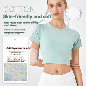 <span class=keywords><strong>T</strong></span>-<span class=keywords><strong>shirt</strong></span> Crop Top da Donna Personalizzabile con Logo, in Cotone Elasticizzato French Terry 220G, Traspirante, Vestibilità Slim, Girocollo, Manica Corta, con Scritta, Estivo - Product Image 2