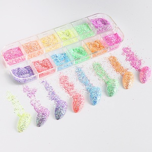 12 grilles ongles sucre poudre holographique paillettes <span class=keywords><strong>pull</strong></span> sable revêtement effet <span class=keywords><strong>bleu</strong></span> rose Pastel Pigment bricolage Gel vernis décoration - Product Image 2