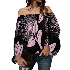 2025 Mới Thời Trang Cộng Với Kích Thước Tắt Các Vai Dài Tay Áo Hàng Đầu Phụ Nữ In Hawaii Nhiệt đới Hoa Phong Cách - Product Image 1
