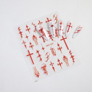 Pegatinas de Uñas Cruzadas en Rojo Intenso, Pegatinas de Uñas DIY para Uso en Salones de Belleza - Product Image 4