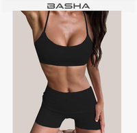 Ensemble de yoga rose de haute qualité pour femmes, comprenant un soutien-gorge push-up sexy sans dos et un short de course taille haute rehausseur de hanches, idéal pour le fitness et les activités sportives.