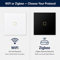 Interrupteur mural tactile intelligent WiFi Zigbee EU sans neutre 1 2 3 4 gangs avec panneau en verre, compatible Tuya Alexa Google Voice Control