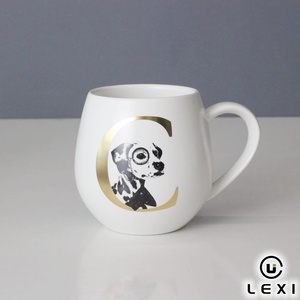 Tasse en céramique en forme d'œuf avec initiale dorée et motif animal, tasse à café en <span class=keywords><strong>porcelaine</strong></span> pour la maison, le bureau ou comme cadeau - Product Image 2