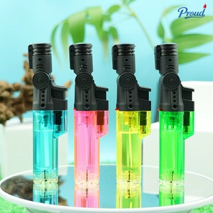 Encendedor de Butano de Plástico al por Mayor, Encendedor de Triple Chorro Ajustable, Encendedor de Cigarros Resistente al Viento, Encendedor Tipo Pistola - Product Image 1