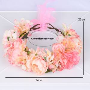 Couronne de fleurs artificielles de pivoine en gros pour mariée, attractions touristiques, mariage, employées - Product Image 2