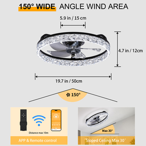 Crystal Modern LED <b>Ceiling</b> Fan <b>Light</b> Flush Mount 5 Blades DC Motor <b>Remote</b> <b>Control</b> Dimmable <b>Light</b> Fixture For bedroom Living Room - Product Image 2