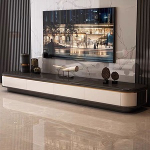 Set Moderno di Lusso con Tavolino Quadrato <span class=keywords><strong>in</strong></span> <span class=keywords><strong>Legno</strong></span> <span class=keywords><strong>e</strong></span> Marmo <span class=keywords><strong>e</strong></span> Mobile TV per Soggiorno con Cassetti, Design Unico <span class=keywords><strong>in</strong></span> <span class=keywords><strong>Vetro</strong></span> Nero - Product Image 6
