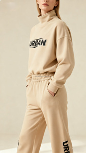 Conjunto Deportivo Urbano de Dos Piezas para <span class=keywords><strong>Mujer</strong></span>, Invierno, Informal, Tejido, con Logotipo Personalizado, OEM ODM, Sudadera y Pantalones - Product Image 4