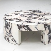 Table basse moderne personnalisable en marbre Calacatta Viola pour salon, durable et écologique, garantie 1 an