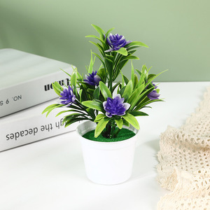 Pot artificiel vert en pot Faux plantes à fleurs 5 petits Lotus vert Simulation bonsaï bureau mariage décoration de la maison - Product Image 6