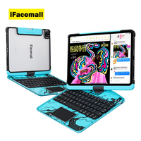 IFacemall Casing Keyboard Cyberpunk 360 Putar RGB Backlit Wireless Touchpad Multi-Angle Stand untuk iPad Pro 11 2018-2021