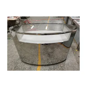 Jewelry store mirror stainless steel display cabinet customization Oval shaped jewelry display glass showcase manufacturers