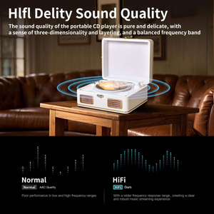 Reproductor de CD de Escritorio Retro de Madera con Bluetooth, Anti-Skip, Altavoces Estéreo Integrados, Control Remoto, Reproductor de Música para el Hogar y el Dormitorio, Directo de Fábrica - Product Image 5