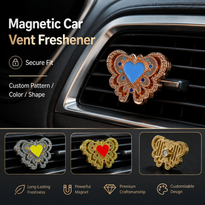 Deodorante per Auto Magnetico a Forma di Farfalla, Diffusore di Aromi Ricaricabile a Forma di Cuore, Accessorio Auto con Pastiglie Profumate Sostituibili - Product Image 1
