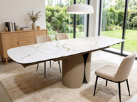 Table à manger extensible en céramique avec plateau en pierre frittée, pliable et peu encombrante, vente en gros, fabricant de meubles