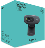 Cámara Web Logitech C270 HD Original, 720p, Videollamadas en Pantalla Ancha con Micrófono con Reducción de Ruido, Corrección Automática de Luz, Cámara Web USB