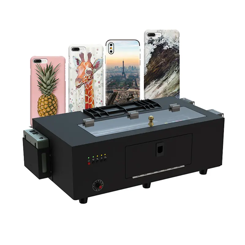 UV Mini Inkjet Printer, All в One Printers, 3D Mobile Phone, Colorful Back Skin, sticker Films Sheet, A4 Dtg