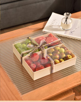 Boîte à bento/sushi rectangulaire en bois de peuplier écologique faite à la main, jetable, avec couvercle transparent en PET, pour salades, desserts, gâteaux, commandes personnalisées