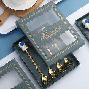 Creative Cartoon Astronaut Stainless Steel Spoon Gift <b>Box</b> Coffee Dessert Soup Stirring Spoon Set - Product Image 4