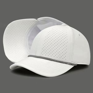 Casquettes de baseball 6 panneaux de haute qualité en gros avec logo personnalisé, visière incurvée blanche et cordon, idéales pour le golf et les sports de plein air - Product Image 1
