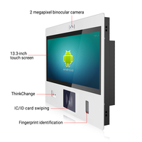 Kiosque tactile Android mural de 13,3 pouces avec lecteur de code QR, NFC, empreintes digitales et caméra pour terminal d'auto-enregistrement en hôtel