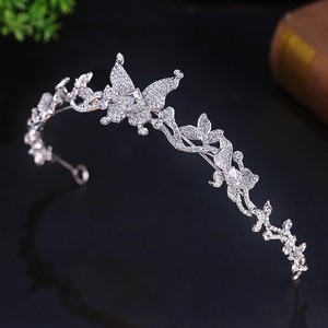 Direktverkauf ab Werk Romantische Braut Schmetterling Krone Kopfschmuck Süße Prinzessin Tiara Krone Hochzeitskleid Kopfbedeckung Ohrringe Set - Product Image 3