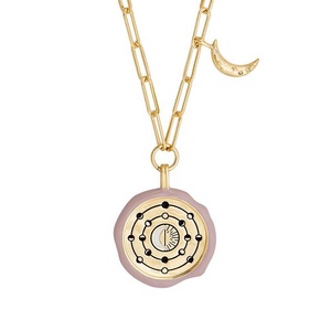 Collier en émail Mantra <span class=keywords><strong>Namel</strong></span> en or taupe plaqué or 18 carats, bijoux de créateur de la marque Milskye, luxe - Product Image 1
