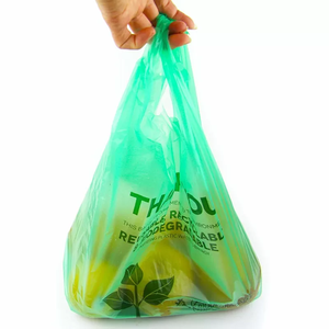 Promotional Hot Sale Custom Logo Waterproof PE Biodegradable T-Shirt <b>Bag</b> with Vest Handle for Supermarket Use - Product Image 1