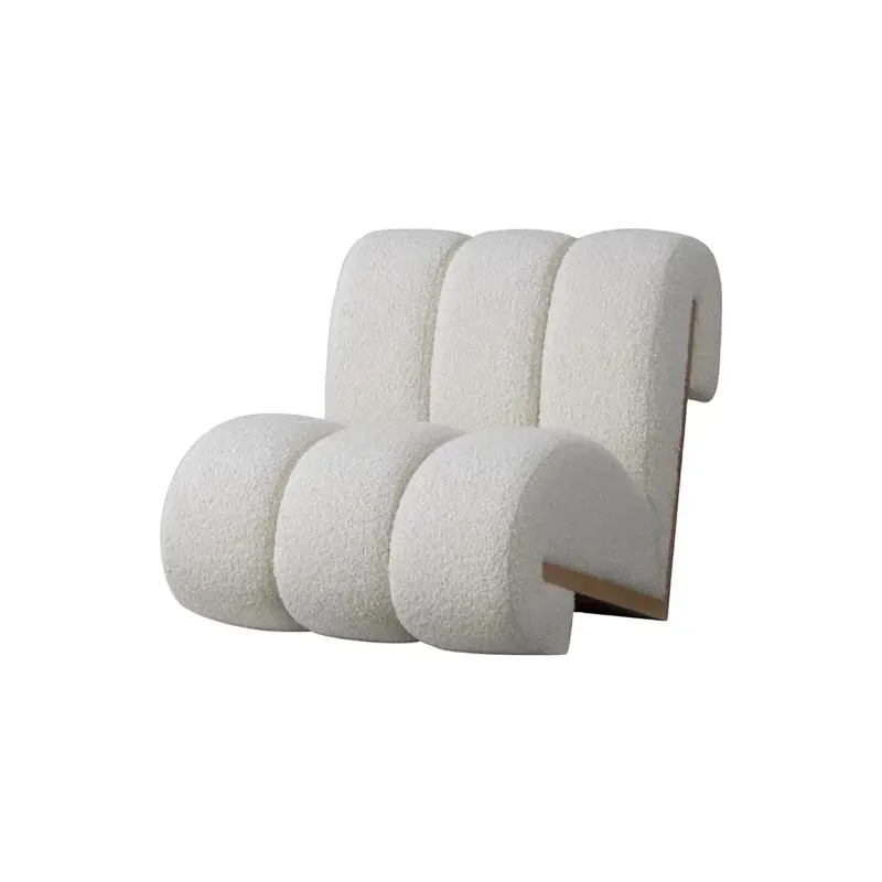 Nordic modern lamb wool solid wood single sofa living room beanbag chair luxury casual chair