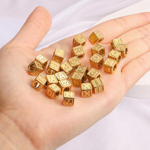 Nouvelle mode 26 lettres en acier inoxydable or et argent bricolage perles pour Bracelet collier femme bijoux à bricoler soi-même - Product Image 3