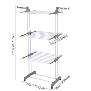 Многофункциональный напольный трехслойный стеллаж для сушки одежды складной напольный мобильный стеллаж для одежды - Product Image 1